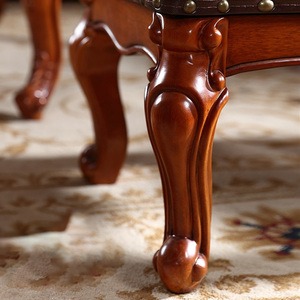 Taburete con Patas de Madera Maciza, Tapizado en Cuero de Diferentes <span class=keywords><strong>Colores</strong></span>, para Niños, Sala de Estar, Venta Directa de Fábrica - Product Image 2