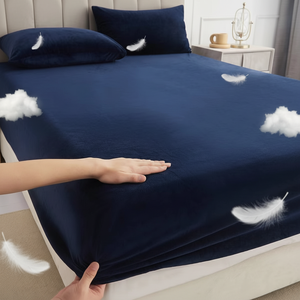 Draps de lit en velours doux et chaud, en polaire, épais, en <span class=keywords><strong>flanelle</strong></span> corail, protège-matelas - Product Image 1