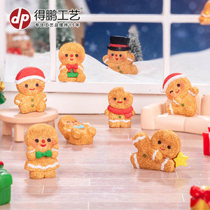 ตุ๊กตาเรซิ่นรูปคนขนมปังขิงขนาดเล็ก ของตกแต่งคริสต์มาส ของประดับตกแต่งบ้านตุ๊กตา - Product Image 3