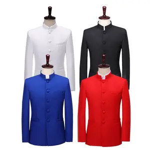 Men's performance clothing male youth standing collar stage choir clothing middle-aged and elderly suit