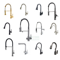 Robinet de cuisine industriel et commercial poli, moderne, à double poignée, avec douchette extractible, en acier inoxydable, à montage sur comptoir, avec cartouche en laiton