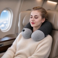 Olyi Oreiller de voyage gonflable en U, auto-gonflant, avec housse en peluche lavable, pour avion, voiture, bureau, OEM ODM, vente en gros
