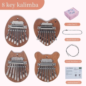Mini Kalimba de Madera con Forma de Corazón y Gota de Agua, Llavero con Teclas Mbira, Piano de Pulgar, Kalimba de 8 Teclas, Instrumento Musical Colgante - Product Image 1