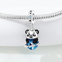 Bracelet en forme de panda mignon, tendance sur TikTok, pendentifs en cuivre plaqué argent, breloques pour collier, accessoires de bijoux DIY pour les fêtes