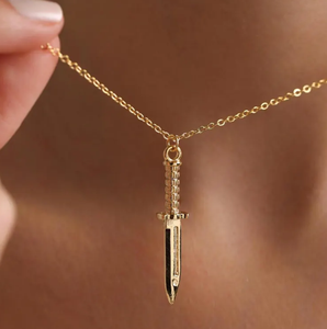 Colliers minuscules poignards en acier inoxydable 316L couteau <span class=keywords><strong>doré</strong></span> Edgy Chef pendentif collier femme au foyer cadeau - Product Image 3