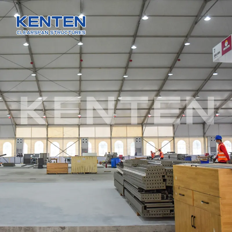 KENTEN grande portátil pvc estrutura armazém pré-fabricado 4000 sqm comercial grau industrial armazenamento tenda para armazém