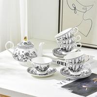 Service à thé en céramique et porcelaine OEM classique avec motif floral pour hôtels et restaurants de luxe, vente en gros