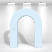 Stand Backdrop Lengkung 3D Logam 6x7.5ft Biru Langit Bingkai Latar Belakang Photo Booth untuk Dekorasi Pesta Pernikahan Ulang Tahun Baby Shower