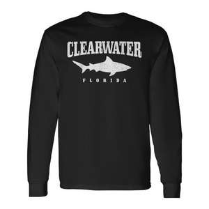 Camiseta de manga larga Clearwater Florida Shark con diseño vintage - Product Image 1