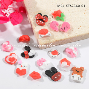 เครื่องประดับเล็บเรซิ่นขนาดเล็กหลากหลายแบบ มินนี่เมาส์ หมี หัวใจสีแดง กุหลาบ ริมฝีปาก ชาร์มติดเล็บ DIY ทำมือ อุปกรณ์ตกแต่งเล็บแบบกดติด - Product Image 1