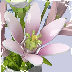Mould King 10057 Colección botánica Vibrant Dream Lilies Flower <span class=keywords><strong>World</strong></span> Light Pink Gradual Lily Flower Building Block Set - Product Image 3