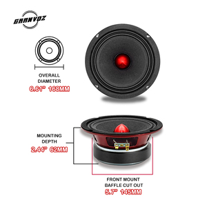 Haut-parleurs de voiture GRANVOZ 6,5 pouces en aluminium rouge, gamme moyenne, 4 ohms, 400 W <span class=keywords><strong>MAX</strong></span>, avec anneau en cuivre <span class=keywords><strong>Faraday</strong></span> - Product Image 4