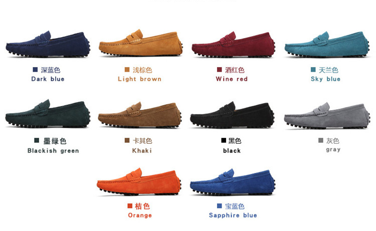 Plus Size 38-49 Pigskin Men Pea Soft Shoes Flats Light Breathable Slip-on Loafers Casual Shoes