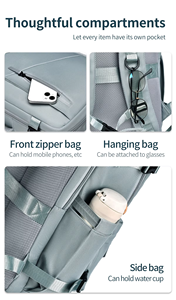 กระเป๋าเป้สะพายหลังสำหรับใส่แล็ปท็อป น้ำหนักเบา ใช้ได้ทั้งชายและหญิง มีช่องใส่รองเท้า ความจุขนาดใหญ่ กันน้ำ ผลิตจากวัสดุ PU ปิดด้วยซิป เหมาะสำหรับไปโรงเรียนและเดินทาง - Product Image 4