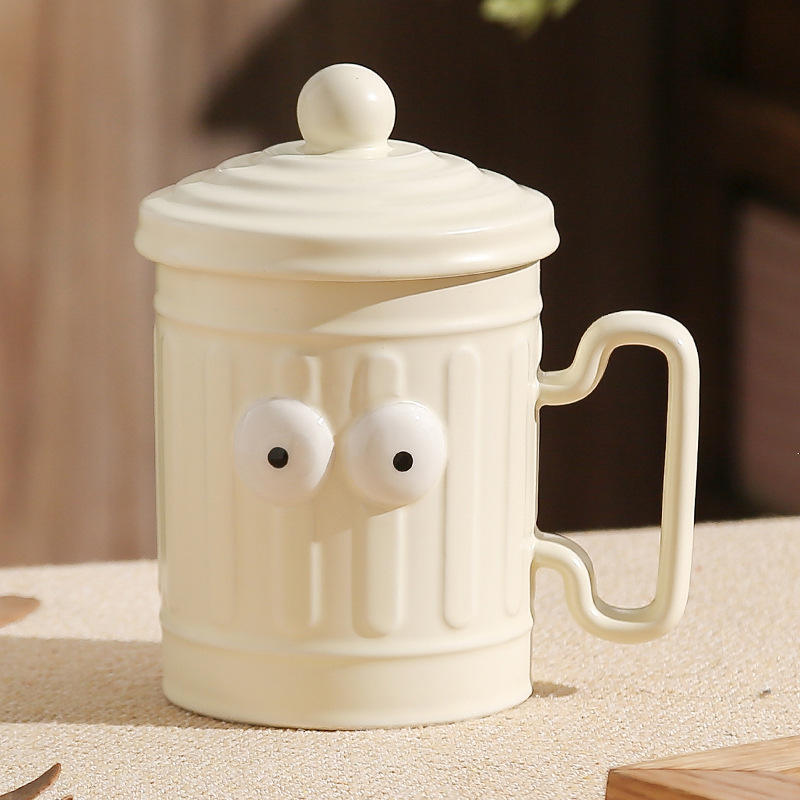 Poubelle de recyclage amusante - Jaune crème