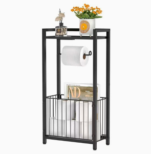 Porte-rouleau de papier toilette moderne en fer noir avec désodorisant et étagère de rangement pour hôtel et maison - Product Image 5