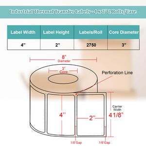 Trực tiếp nhiệt Nhãn dán nhãn 50x25 mét tự dính Sticker 2x1inch nhiệt nhãn cuộn bao bì nhãn cho Máy in nhiệt - Product Image 2