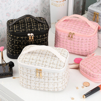 Sac de Maquillage à Poignée Grande Capacité en Polyester avec Fermeture Éclair, Style Tendance, Nouveauté 2025 – Vente en Gros