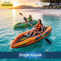 Kayak gonflable Pursuefree avec pagaie, kayak individuel pliable, bateau de rafting extérieur léger en PVC, bateau à rames, kayak de rafting