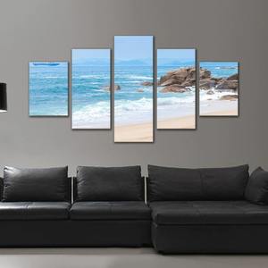 Bord de mer coucher de soleil paysage cinq pièces <span class=keywords><strong>collage</strong></span> vue sur la mer suspendu peintre salon bureau fond peinture décorative - Product Image 3