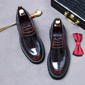 Chaussures habillées Oxford pour hommes en cuir véritable de haute qualité, bout carré, faites à la main, à lacets, design respirant et antidérapant pour l'automne - Product Image 2