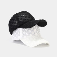 Casquette de baseball d'été pour femme, en maille ajourée avec dentelle florale et broderie florale, élégante, respirante et pare-soleil