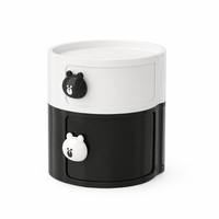 Boîte à mouchoirs murale sans perçage, 2 niveaux, en ABS, organisateur de salle de bain avec compartiment caché, support de téléphone, bouton ours
