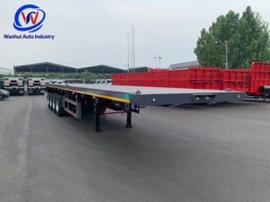 Semi-remorque à plateau plat en acier de haute qualité à <span class=keywords><strong>4</strong></span> <span class=keywords><strong>essieux</strong></span>, <span class=keywords><strong>porte</strong></span>-conteneurs de 60 tonnes - Product Image 4