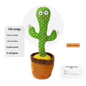 Regalo de Navidad, juguete de Cactus de baile eléctrico de felpa suave, funciones de torsión parlantes brillantes, bolsa de Opp iluminada para uso en fiestas de niños - Product Image 1