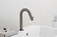 Robinet de lavabo mural en laiton poli gris anthracite, robinet moderne monotrou à eau froide pour salle de bain