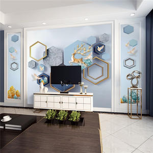 8d Lumière De Luxe Géométrique Nordique Tv Fond Papier Peint Revêtement Mural Salon 3D Stéréoscopique Film Et Télévision Murale 5d - Product Image 2