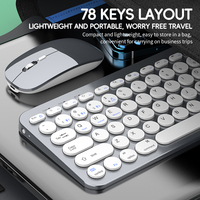 Combo de Teclado y Ratón Inalámbrico 2.4G+BT de Fábrica, 78 Teclas, ABS+Metal, Alta Calidad para Laptop, PC, Tablet, Plug and Play, Disponible en Stock