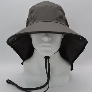 Özel balıkçı şapkası boyun kapağı ile Spf güneş koruma şapkası avcılık ve balıkçılık özel Logo özel tasarım düz % 100% Polyester OEM