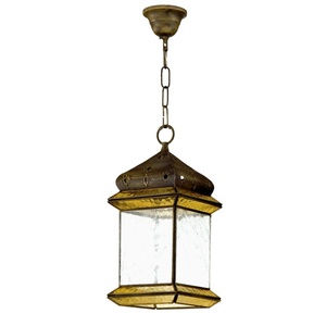 colgante 4 caras e27 mbar cuero/mbar <b>18x18</b> cm para iluminacin decorativa en interiores y ambientes acogedores. - Product Image 1