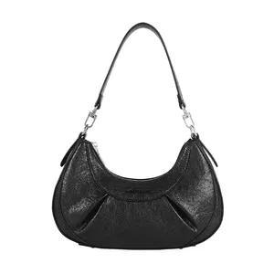 Women's black leather messenger bag axillary package shoulderbags from guangzhou