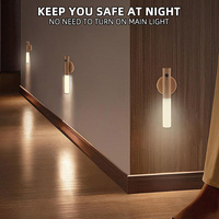 Lampe de nuit moderne LED rechargeable Applique murale à capteur de contrôle Mini lampe d'intérieur Chambre à piles Portable magnétique