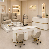Ensemble de mobilier moderne pour salon de manucure, table de manucure en marbre blanc et chaise de pédicure, fauteuil de spa, comptoir de réception pour salon de beauté