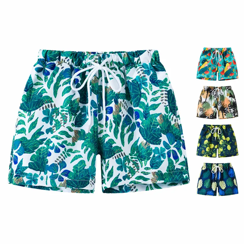 Ultimo design green leaf pattern 2022 nuovi pantaloni da spiaggia estivi pantaloncini da bagno stampati personalizzati per neonati