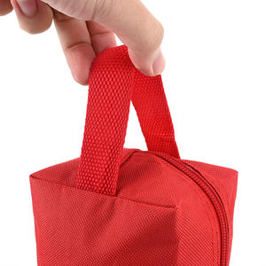 Tas Kosmetik Ramah Lingkungan Grosir Custom, Dapat Digunakan Kembali, Berbahan Kain Oxford Abu-abu Daur Ulang dengan Pola Titik dan Logo Custom - Product Image 5