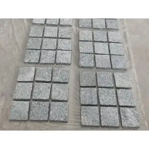 SHIHUI Cheap Natural Stone G603 Light Granite Stack Bond Flamed Surface Split Edge Paving Stone Cobblestone for Driveway Pavers