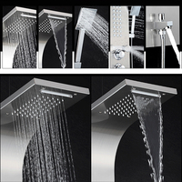 Panneaux de douche muraux en acier inoxydable, 2 pièces, chute d'eau, colonne de douche LED, panneau de douche avec Massage