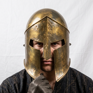 Calvin Handicraft Golden Vintage Metal Handmade Polished Round Medieval Knight Helmet Home Decor Christmas <b>Gift</b> CHMH30026 - Product Image 1
