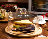 Couvercle Transparent en verre pour gâteau, pour affichage de poêles à gâteaux, avec plateau en bois de bambou, livraison directe, 12 pièces