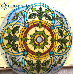 Fenêtre d'église en <span class=keywords><strong>verre</strong></span> teinté creux isolant trempé laminé Leadlight fenêtres en mosaïque d'entrée colorées pour la décoration - Product Image 4