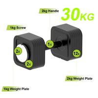Haltère réglable carré en fonte à verrouillage rapide direct d'usine 30kg, 51kg, 71kg pour achat direct avec réduction
