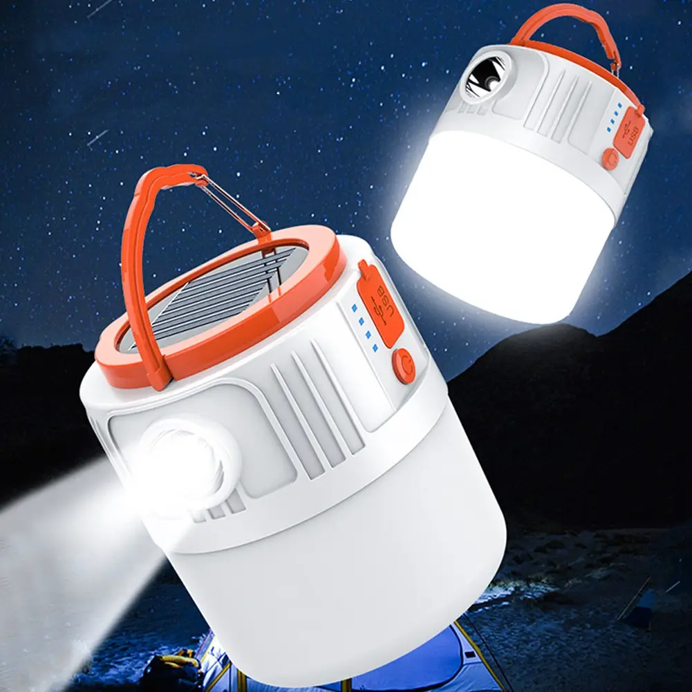 Waterproof Solar Powered Led Camping Lamp 2400mah Portable Rechargeable Light Bulb 10w Solar Outdoor Lights Plastic Space Luces