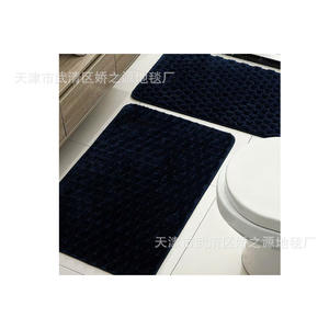 Alfombra de baño rectangular de color sólido, azul oscuro, absorbente, antideslizante, para baño, inodoro, diseño minimalista - Product Image 3
