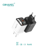 Ce Goedgekeurde Groothandelsprijs Aanpasbare 65W Draagbare Telefoonoplader Gan Chip Dual Poorten USB-A USB-C Qc Pps Pd Snel Opladen