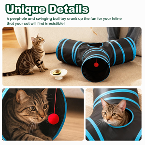Interactive Cat Toy Set Kitten Toys Pack Tunnel Cat Feather Teaser Wand Toy - Product Image 3