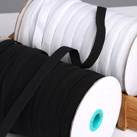 Bande élastique plate personnalisée en polyester/nylon tissé jacquard, 6 mm (1/4 po), noir et blanc, protection environnementale, vente en gros